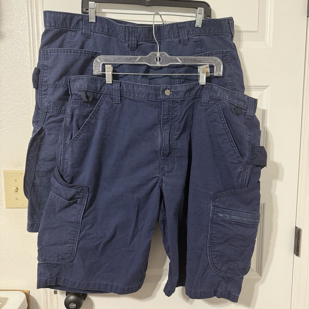Carhartt Men's Relaxed Fit Rugged Flex Canvas Cargo Work Shorts Blue Sz42 Lot(2)
